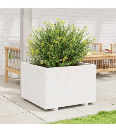 vidaXL Garden Planter White 70x70x49,5 cm Solid Wood Pine