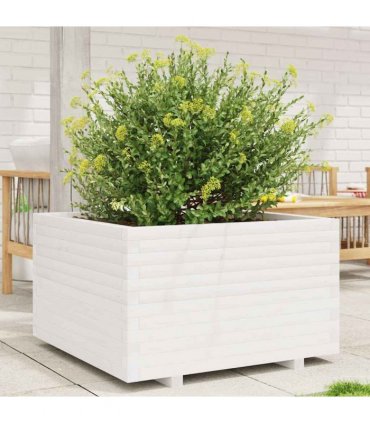 vidaXL Garden Planter White 80x80x49,5 cm Solid Wood Pine