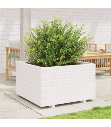 vidaXL Garden Planter White 80x80x49,5 cm Solid Wood Pine