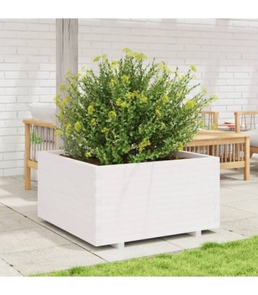 vidaXL Garden Planter White 90x90x49,5 cm Solid Wood Pine