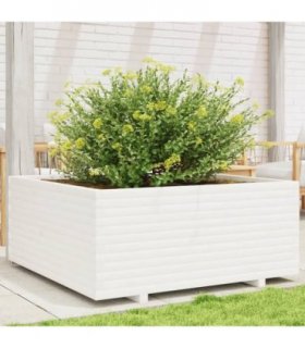 vidaXL Garden Planter White 110x110x49,5 cm Solid Wood Pine