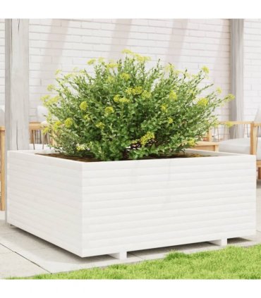 vidaXL Garden Planter White 110x110x49,5 cm Solid Wood Pine