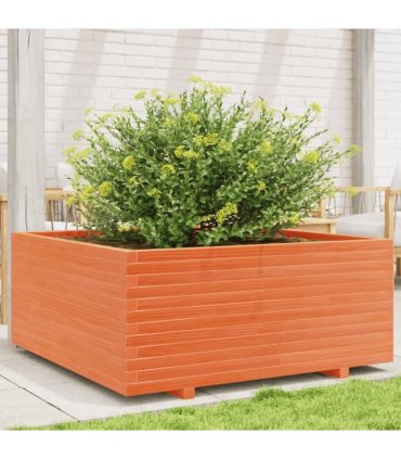 vidaXL Garden Planter Wax Brown 110x110x49,5 cm Solid Wood Pine