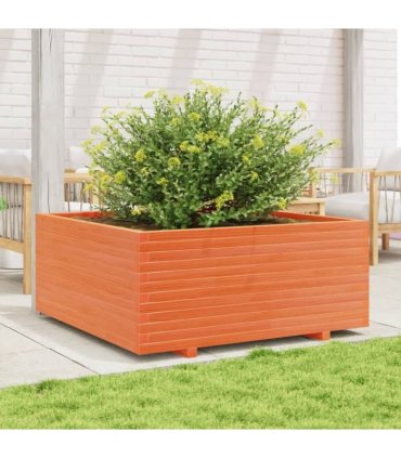 vidaXL Garden Planter Wax Brown 110x110x49,5 cm Solid Wood Pine