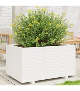 vidaXL Garden Planter White 90x60x49,5 cm Solid Wood Pine