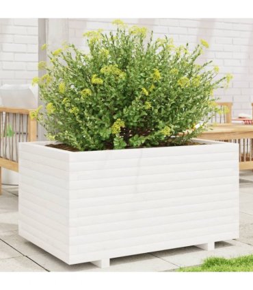 vidaXL Garden Planter White 90x60x49,5 cm Solid Wood Pine