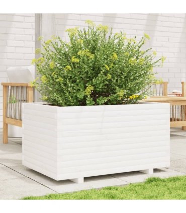 vidaXL Garden Planter White 90x60x49,5 cm Solid Wood Pine