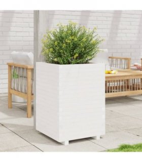 vidaXL Garden Planter White 50x50x72,5 cm Solid Wood Pine