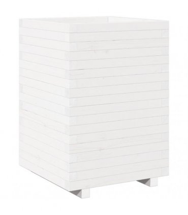 vidaXL Garden Planter White 50x50x72,5 cm Solid Wood Pine