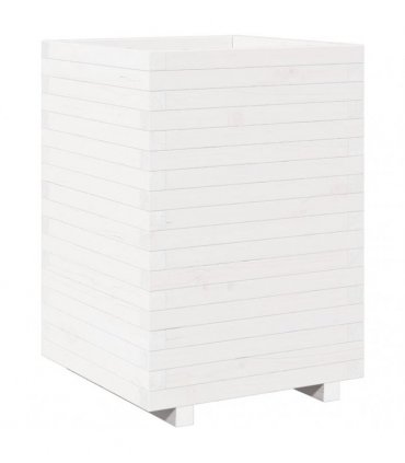 vidaXL Garden Planter White 50x50x72,5 cm Solid Wood Pine
