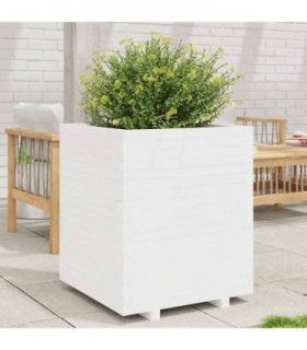 vidaXL Garden Planter White 60x60x72,5 cm Solid Wood Pine
