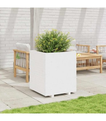 vidaXL Garden Planter White 60x60x72,5 cm Solid Wood Pine