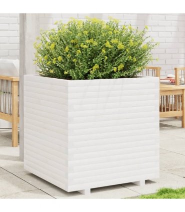 vidaXL Garden Planter White 70x70x72,5 cm Solid Wood Pine