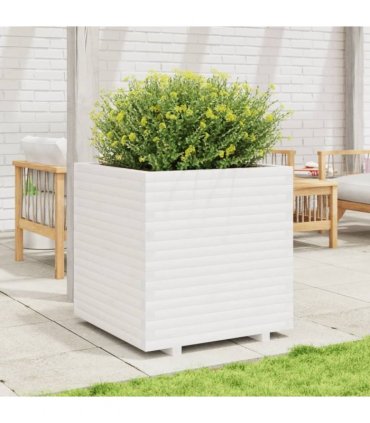 vidaXL Garden Planter White 70x70x72,5 cm Solid Wood Pine