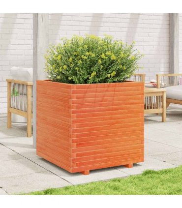 vidaXL Garden Planter Wax Brown 70x70x72,5 cm Solid Wood Pine