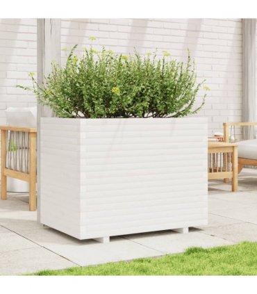 vidaXL Garden Planter White 90x60x72,5 cm Solid Wood Pine