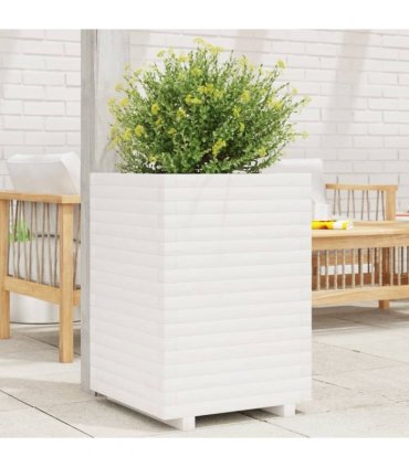 vidaXL Garden Planter White 50x50x72 cm Solid Wood Pine