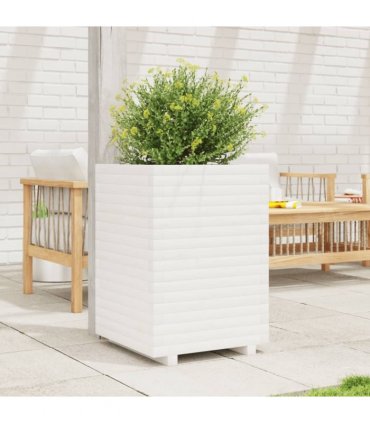 vidaXL Garden Planter White 50x50x72 cm Solid Wood Pine