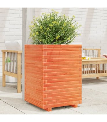vidaXL Garden Planter Wax Brown 50x50x72 cm Solid Wood Pine