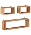 vidaXL 3 Piece Wall Cube Shelf Set Soild Acacia Wood