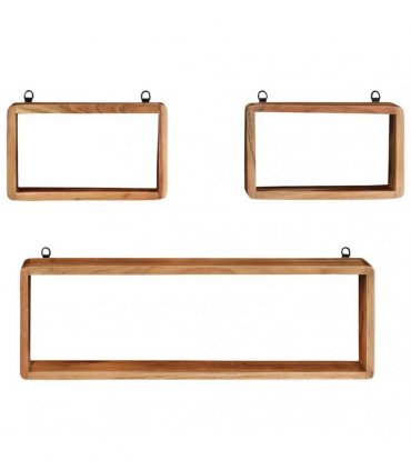 vidaXL 3 Piece Wall Cube Shelf Set Soild Acacia Wood