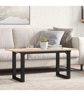 vidaXL Coffee Table O-Frame 100x50x45 cm Solid Wood Pine and Steel