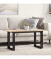 vidaXL Coffee Table O-Frame 100x50x45 cm Solid Wood Pine and Steel