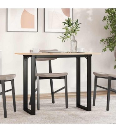 vidaXL Dining Table O-Frame 100x50x75 cm Solid Wood Pine and Steel