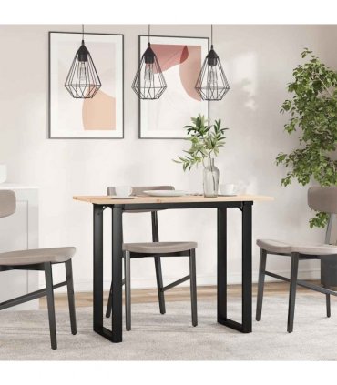 vidaXL Dining Table O-Frame 100x50x75 cm Solid Wood Pine and Steel