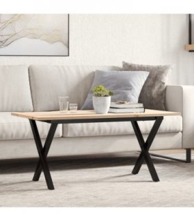 vidaXL Coffee Table X-Frame 100x50x45 cm Solid Wood Pine and Steel