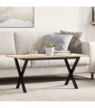 vidaXL Coffee Table X-Frame 100x50x45 cm Solid Wood Pine and Steel