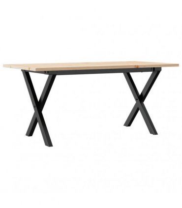 vidaXL Coffee Table X-Frame 100x50x45 cm Solid Wood Pine and Steel
