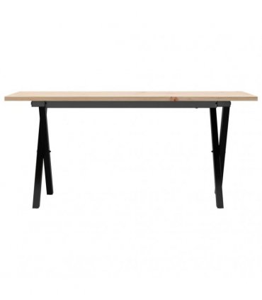 vidaXL Coffee Table X-Frame 100x50x45 cm Solid Wood Pine and Steel