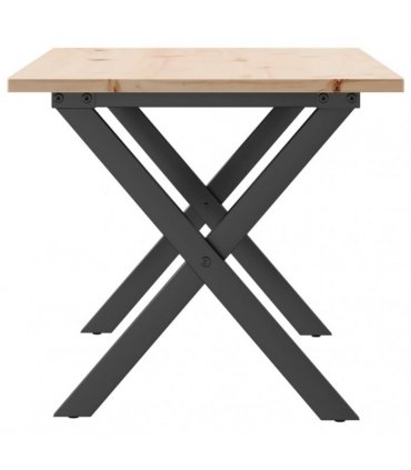 vidaXL Coffee Table X-Frame 100x50x45 cm Solid Wood Pine and Steel