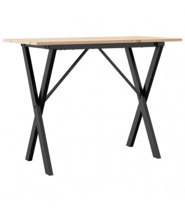 vidaXL Dining Table X-Frame 100x50x75 cm Solid Wood Pine and Steel