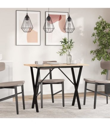 vidaXL Dining Table X-Frame 100x50x75 cm Solid Wood Pine and Steel