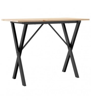 vidaXL Dining Table X-Frame 100x50x75 cm Solid Wood Pine and Steel