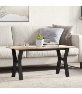 vidaXL Coffee Table Y-Frame 100x50x45 cm Solid Wood Pine and Steel