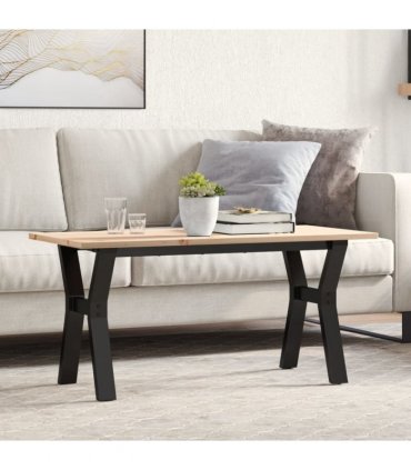 vidaXL Coffee Table Y-Frame 100x50x45 cm Solid Wood Pine and Steel