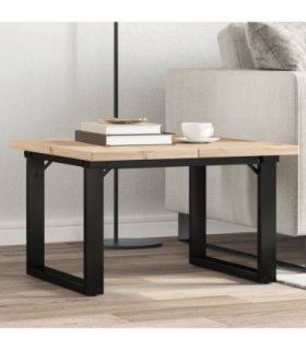 vidaXL Coffee Table O-Frame 70x70x40,5 cm Solid Wood Pine and Steel