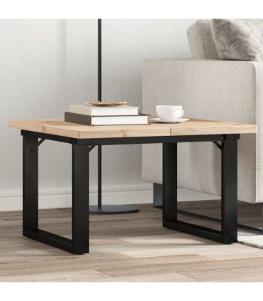 vidaXL Coffee Table O-Frame 70x70x40,5 cm Solid Wood Pine and Steel