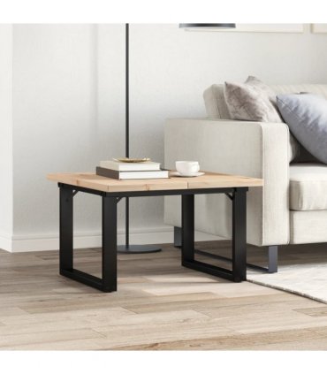 vidaXL Coffee Table O-Frame 70x70x40,5 cm Solid Wood Pine and Steel