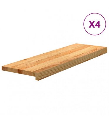 vidaXL Stair Treads 4 pcs Light Brown 80x30x2 cm Solid Wood Oak