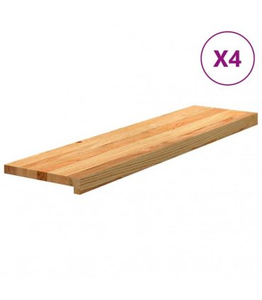 vidaXL Stair Treads 4 pcs Light Brown 100x30x2 cm Solid Wood Oak