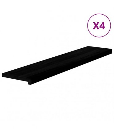 vidaXL Stair Treads 4 pcs Brown Black 120x25x2 cm Solid Wood Oak
