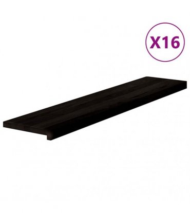 vidaXL Stair Treads 16 pcs Brown Black 120x30x2 cm Solid Wood Oak