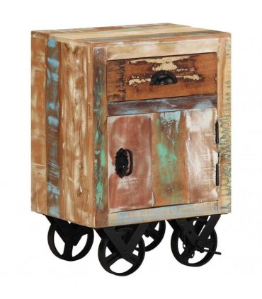 vidaXL Bedside Cabinet with Wheels 40x30x57 cm Solid Reclaimed Wood
