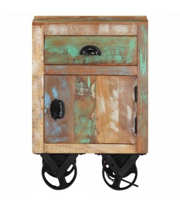 vidaXL Bedside Cabinet with Wheels 40x30x57 cm Solid Reclaimed Wood