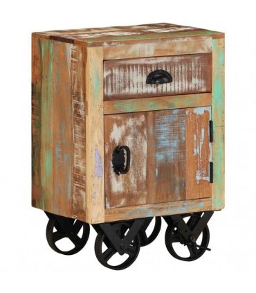 vidaXL Bedside Cabinet with Wheels 40x30x57 cm Solid Reclaimed Wood