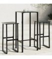 vidaXL 3 Piece Garden Bar Set Black Powder-coated Steel